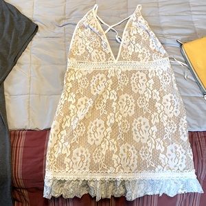BoohooNight white lace mini dress